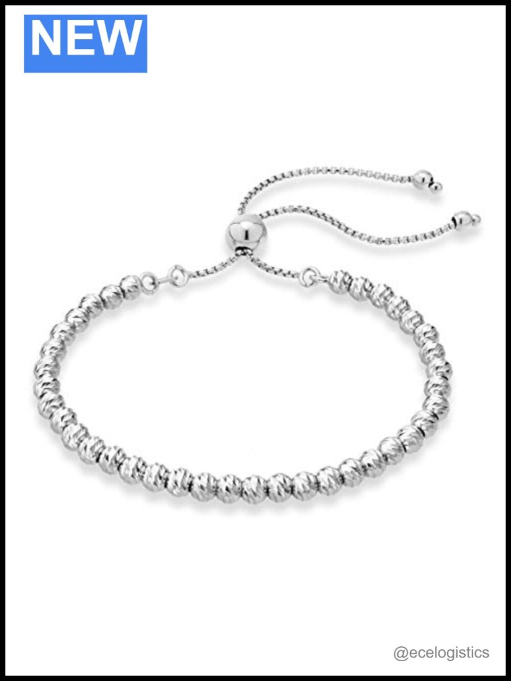 Italian 925 Sterling Silver 4mm Bead Bolo Bracelet Adjustable Made in Italy